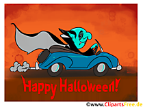 Einladungskarte fuer Halloween mit Vampir