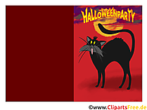 Gruselparty Einladung Vorlage - Schwarze Katze Clipart, Bild