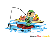 Angeln auf See Clipart, Illustration, Bild, Grafik, Cartoon