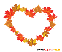 Foto-Rahmen aus Ahornnlättern in Form eines Herzen PNG transparent