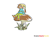 Gnom auf dem Pilz Bild, Clipart, Illustration, Cartoon