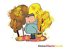 Kostenlose Grafiken Herbst, Pilze sammeln im Wald