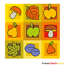 Paddestoelen, peren, appels clip-art - herfst foto gratis