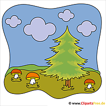 Paddestoelen in het bos Clipart - Herfstafbeeldingen gratis