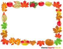 Ahornblätter, Kürbisse, Äpfel - Rahmen für Fotos zum Thema Herbst