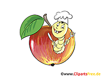 Wurm im Apfel Clipart, Comic, Bild, Illustration