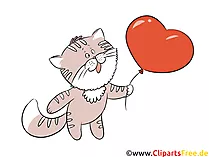 Clipart Herz, Luftballon, Katze kostenlos