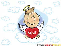 Engel met liefdehart, liefde GB-afbeelding, cartoon