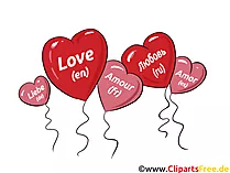 Herzen als Luftballons, Liebe Clipart, Bild, Grafik, Comic