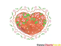 Schönes Herz mit Blumen Illustration, Bild, Grafik