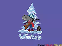 HD Hintergrundbilder Wolf, Winter, Tannenbaum, Schnee, Weihnachten