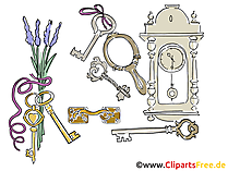 Hintergrundbild Wanduhr und Schlüßel gratis