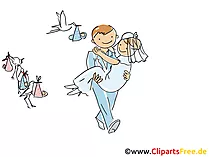 Bräutigam trägt Braut Cartoon, Clipart, Bild, Illustration