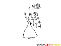 Braut mit Brautstrauß Bild, Zeichnung, Clipart gratis