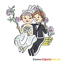 Braut und Bräutigam Clipart, Illustration für Karte selbst gestalten