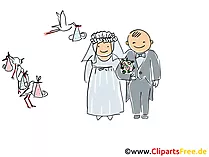Brautpaar Cartoon, Clipart, Bild, Illustration