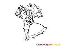 Brautpaar küssen Clipart zur Hochzeit