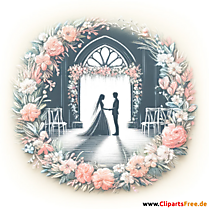 Clip Art Hochzeit - Brautpaar Silhouetten