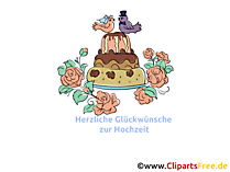 e Card kostenlos mit Hochzeitstorte zur Hochzeit