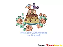e Card kostenlos mit Hochzeitstorte zur Hochzeit