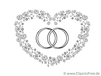 Herz und Trauringe Zeichnung, Clipart, Bild kostenlos