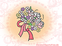 Hochzeit Bouquet Clipart, Bild, Illustration, Grusskarte gratis