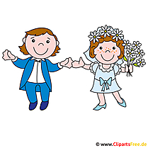 Svadobný karikatúra novomanželia