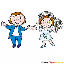 Tinerii căsătoriți cu desene animate de nuntă