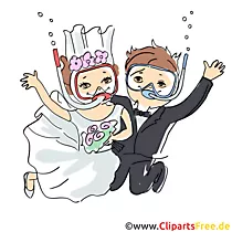 Hochzeit unter  Wasser Clipart, Karte, Bild, Illustration