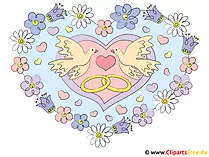 Hochzeitstauben mit Herz Clipart