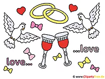 Hochzeitstauben mit Ringen Clipart