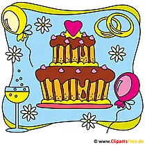 Clipart zur Hochzeit mit Hochzeitstorte