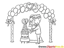Kirchliche Trauung Clipart, Zeichnung, Bild schwarz-weiss