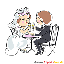 Schönes Clipart Brautpaar im Restaurant
