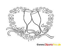Sektgläser zur Hochzeit Clipart, Bild, Cartoon, Grafik