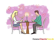 Abendessen in Restaurant - Dating Clipart, Illustration, Bild