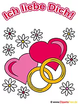 Wedding rings with text I love you Clipart
