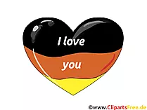 I Love Germany kaart, clip art, komisch, eCard vrij