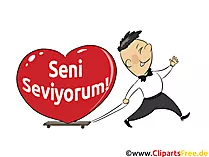 Aku tresna sampeyan kertu ucapan Turki, clipart, grafis, kertu e