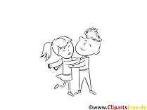 Verliebte Zeichnung, Grafik, Clipart schwarz-weiß