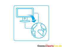 Icon Bildschirm und Erdkugel