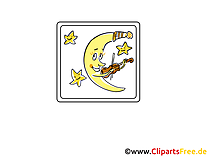 Mond spielt Geige  Icon, Bild, Clipart, Grafik
