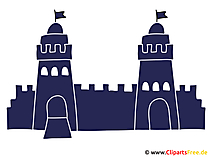 Burg mit zwei Türmen Clipart Sihouette