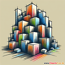 Clipart Wolkenkratzer stilisiert