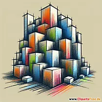 Clipart Wolkenkratzer stilisiert