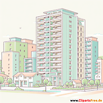 Apartmenthaus in Wohnviertel Clipart - Bilder zum Thema Architektur