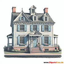 Haus im Kolonialstil Clipart - Bilder zum Thema Immobilien
