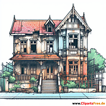Renovierunsgbedürftiges Haus Clipart - Bilder zum Thema Architektur