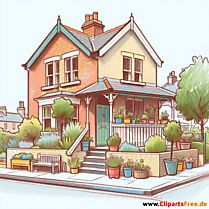 Terrassenhaus Clipart - Bilder zum Thema Immobilien