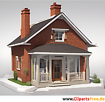 Haus aus roten Ziegelsteinen 3D-Modell, Illustration, Bild